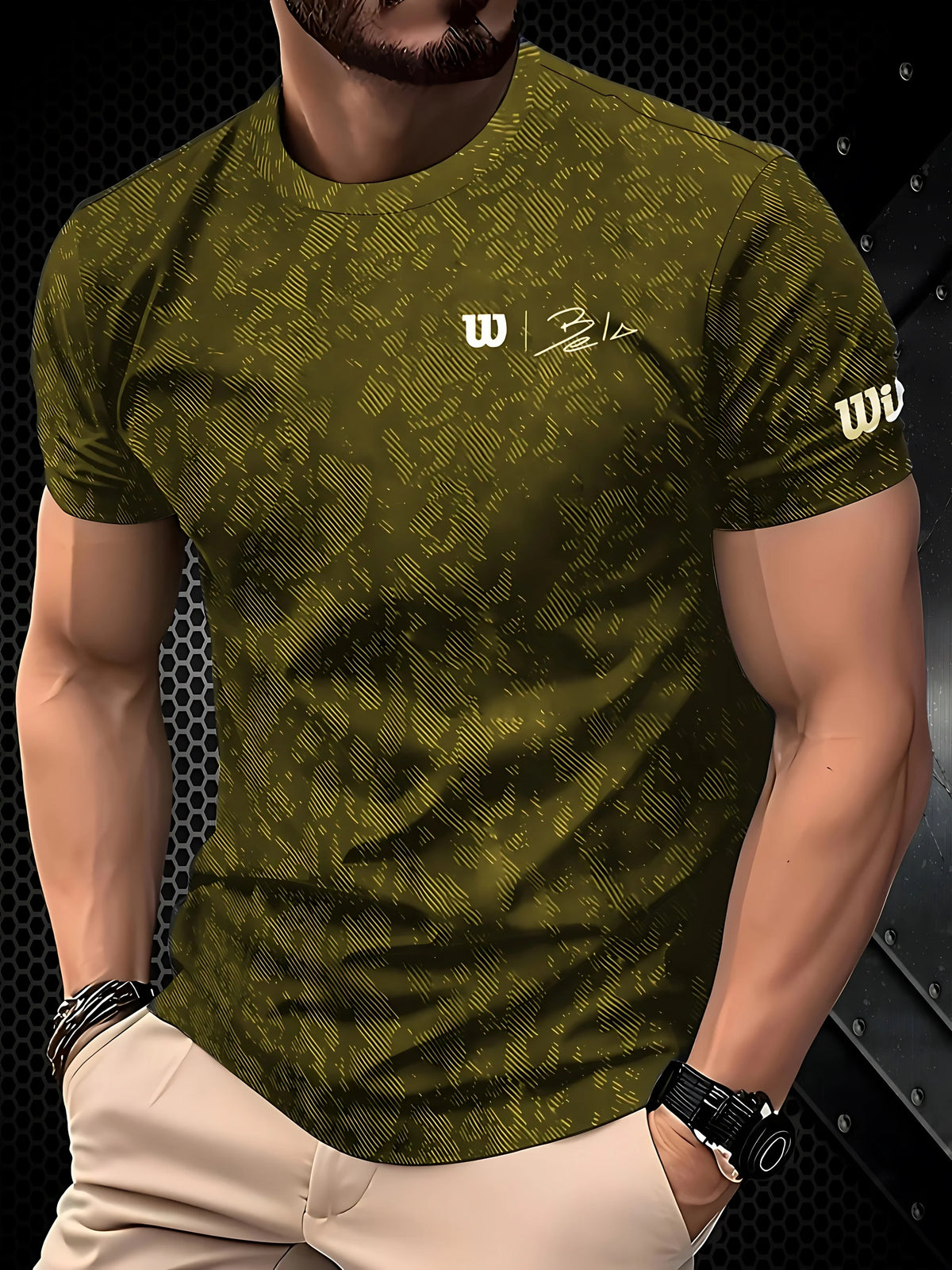 T Shirt for Man Men's Black and Golden Casual T-shirt Printed with "King" Crown + Arm Pattern Clothing Light Luxury Personality