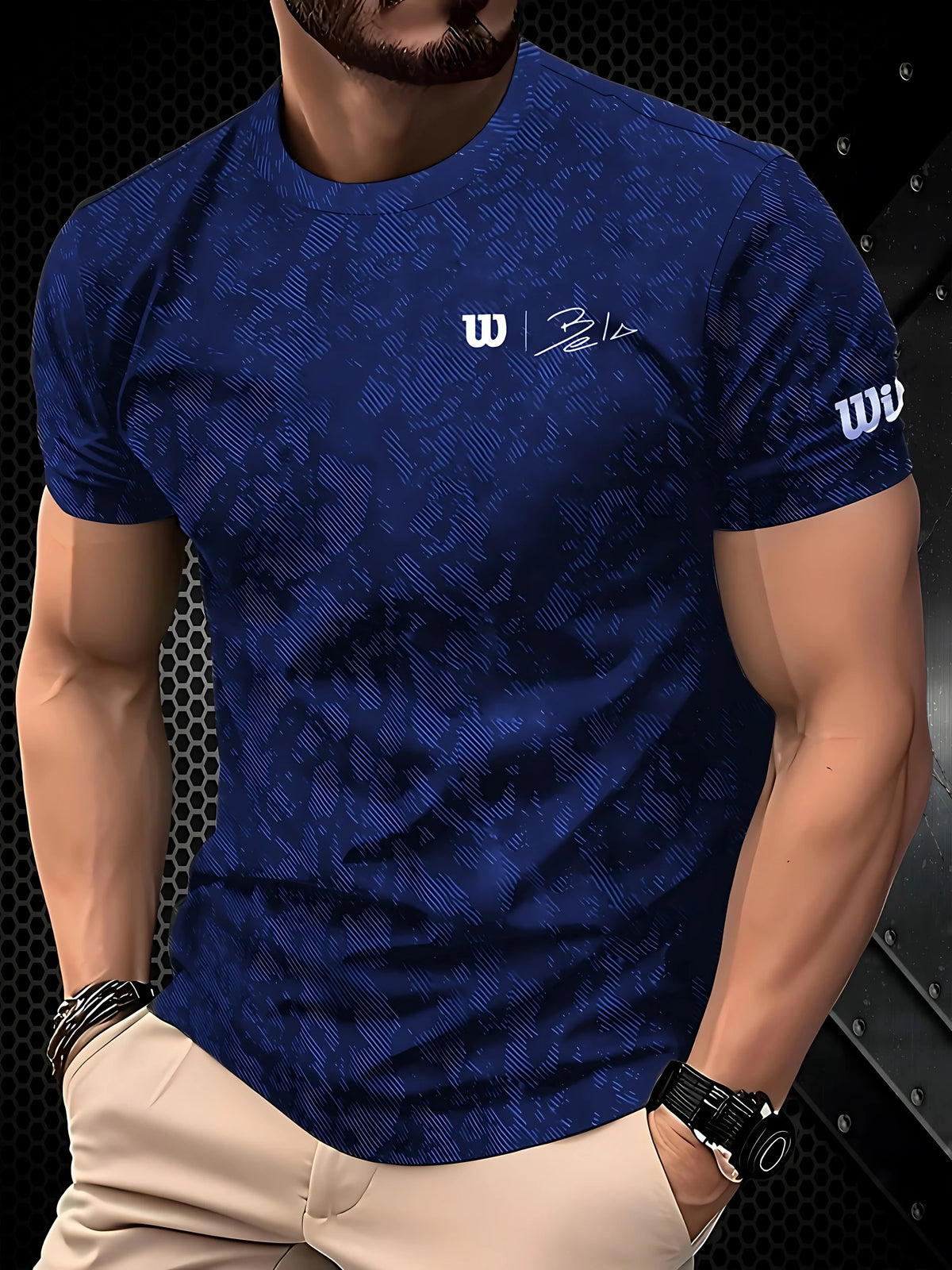 T Shirt for Man Men's Black and Golden Casual T-shirt Printed with "King" Crown + Arm Pattern Clothing Light Luxury Personality