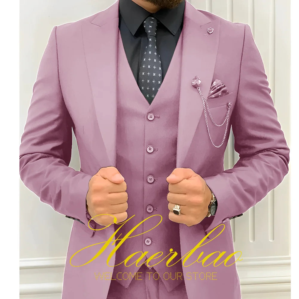 Wedding Tuxedos Men Suit Peak Lapel Terno Masculino Slim Fit Groom Prom Man Blazer Custom 3 Pieces Jacket Pant Vest Dark green