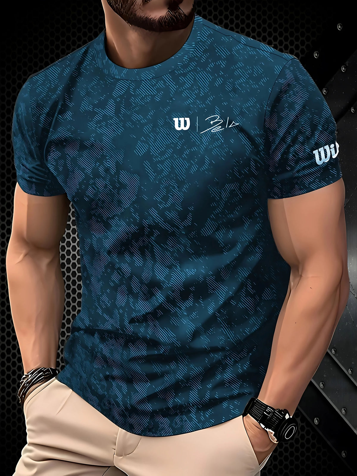 T Shirt for Man Men's Black and Golden Casual T-shirt Printed with "King" Crown + Arm Pattern Clothing Light Luxury Personality