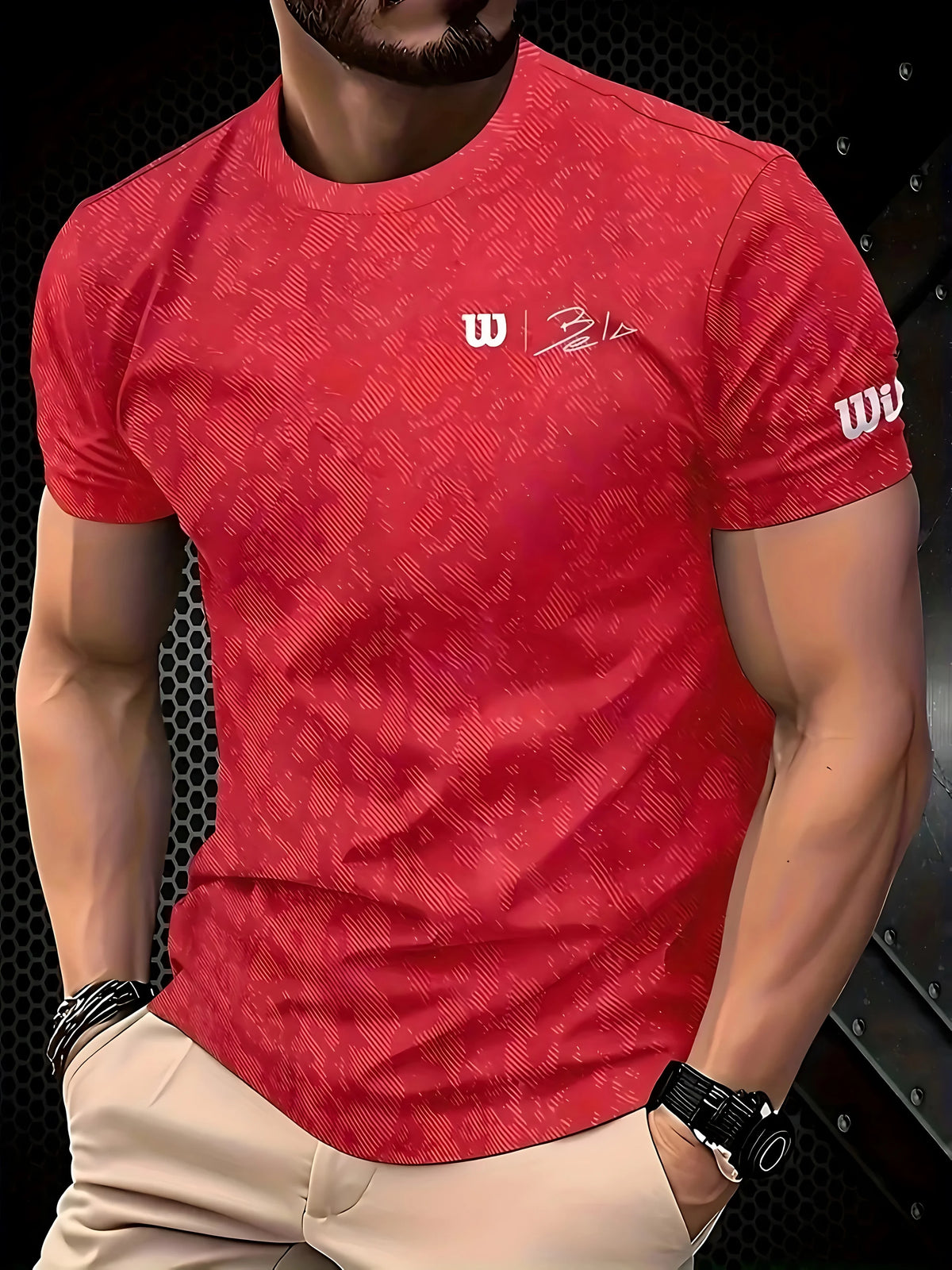T Shirt for Man Men's Black and Golden Casual T-shirt Printed with "King" Crown + Arm Pattern Clothing Light Luxury Personality