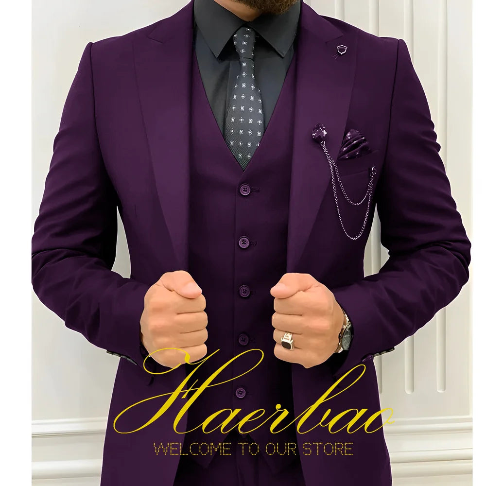 Wedding Tuxedos Men Suit Peak Lapel Terno Masculino Slim Fit Groom Prom Man Blazer Custom 3 Pieces Jacket Pant Vest Dark green