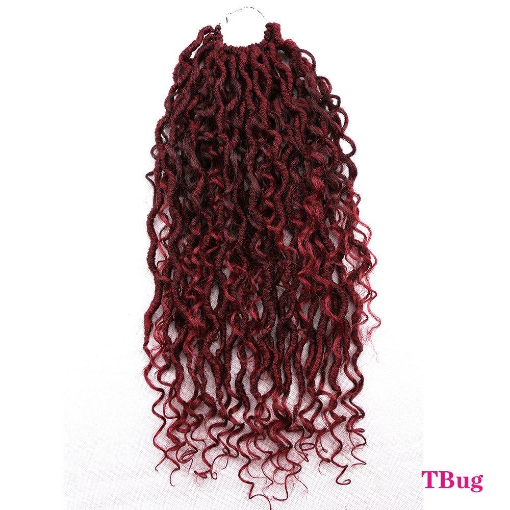 Synthetic Goddess Locs Crochet Hair Braids Curly Faux Locs Braiding Hair Extensions Wig For Women Black Hippie Boho Style