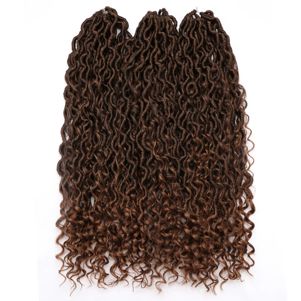 Synthetic Goddess Locs Crochet Hair Braids Curly Faux Locs Braiding Hair Extensions Wig For Women Black Hippie Boho Style