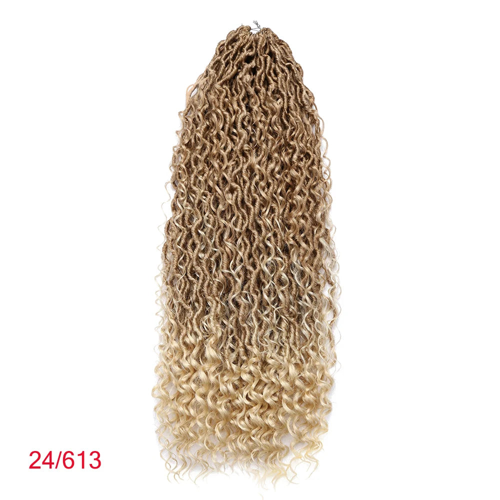 Synthetic Goddess Locs Crochet Hair Braids Curly Faux Locs Braiding Hair Extensions Wig For Women Black Hippie Boho Style