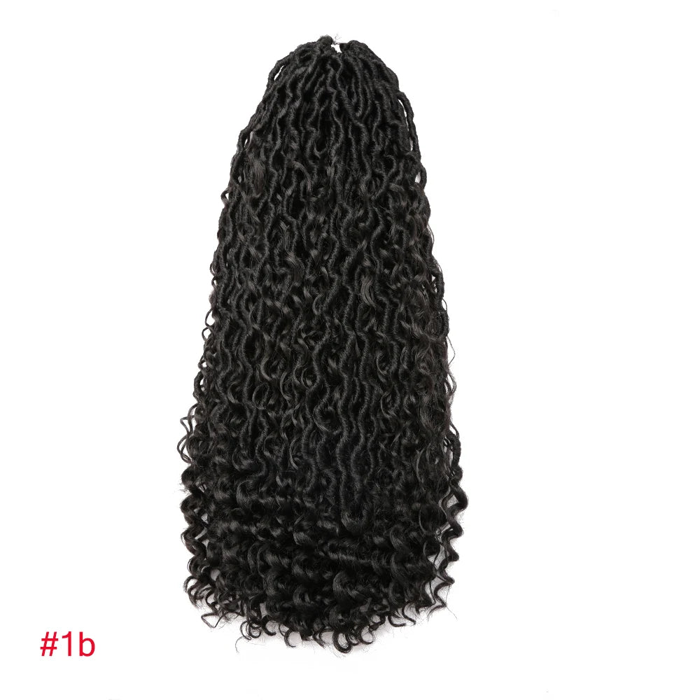 Synthetic Goddess Locs Crochet Hair Braids Curly Faux Locs Braiding Hair Extensions Wig For Women Black Hippie Boho Style