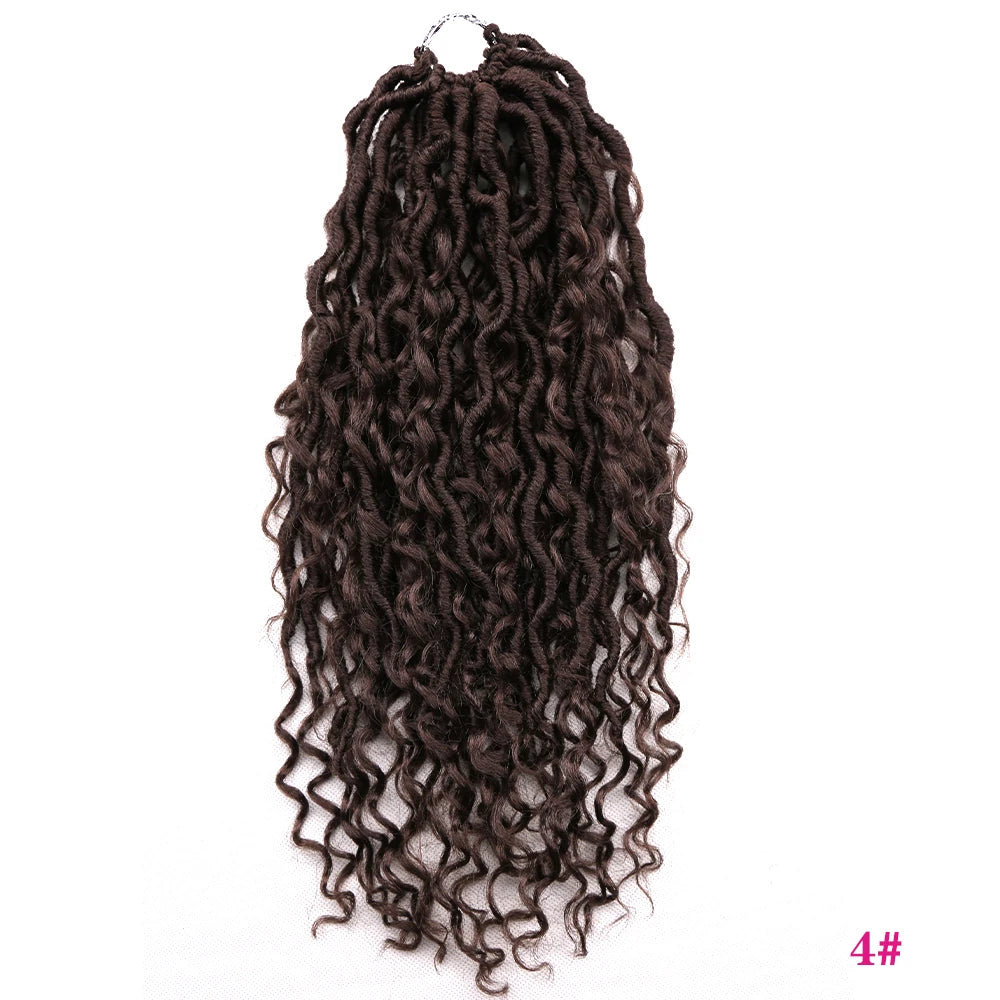 Synthetic Goddess Locs Crochet Hair Braids Curly Faux Locs Braiding Hair Extensions Wig For Women Black Hippie Boho Style