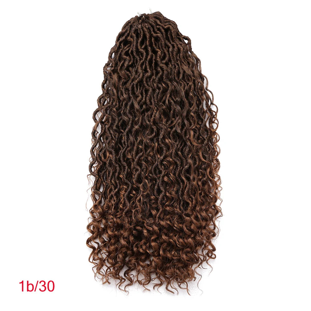 Synthetic Goddess Locs Crochet Hair Braids Curly Faux Locs Braiding Hair Extensions Wig For Women Black Hippie Boho Style