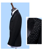 Adult Men's Suits stage Costume Wedding groom slim clothing Host Party Blazers Group musical performance Bar Crystals slim suit