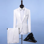 Adult Men's Suits stage Costume Wedding groom slim clothing Host Party Blazers Group musical performance Bar Crystals slim suit
