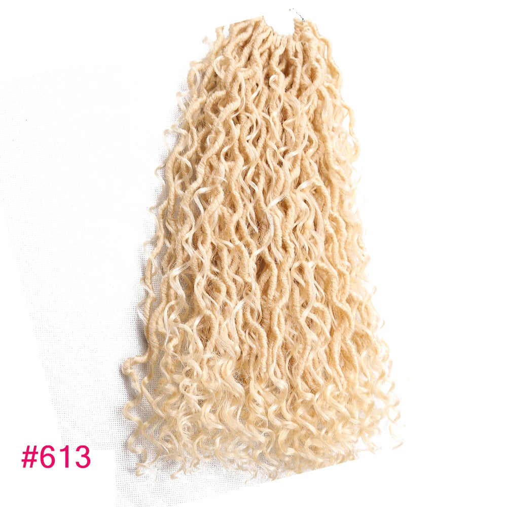 Synthetic Goddess Locs Crochet Hair Braids Curly Faux Locs Braiding Hair Extensions Wig For Women Black Hippie Boho Style