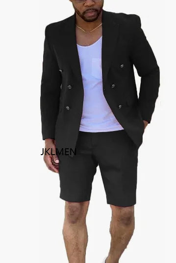Men's Suits Summer Red Blazer Double Breasted Men With Short Pant Wedding Groom Prom Party Terno Masculino For Man Jacket