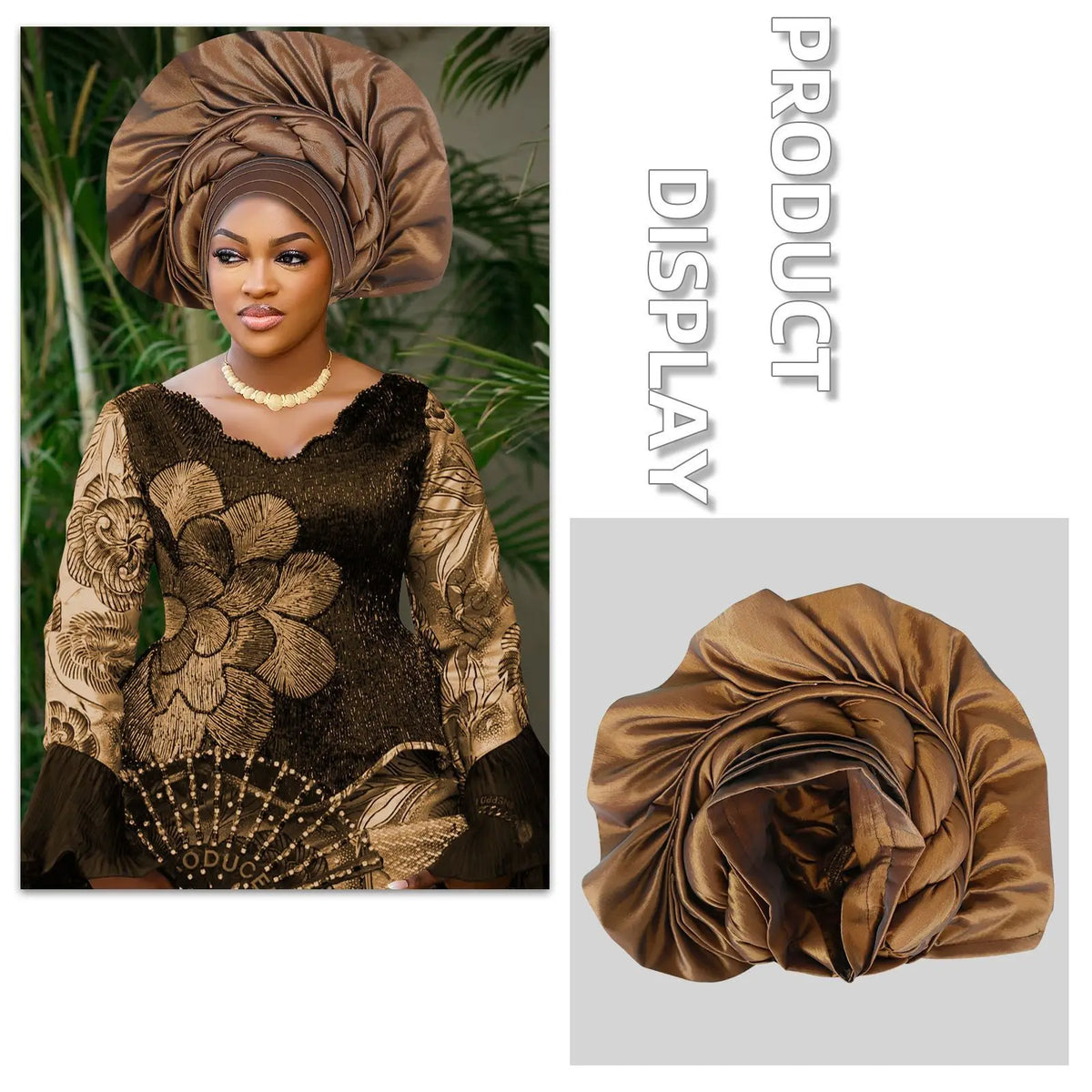 Exaggerated Fan-shaped Auto Gele Alrady Made Headtie for Women African Lady Headwraps Wedding Party Head Ties Female Turban Cap
