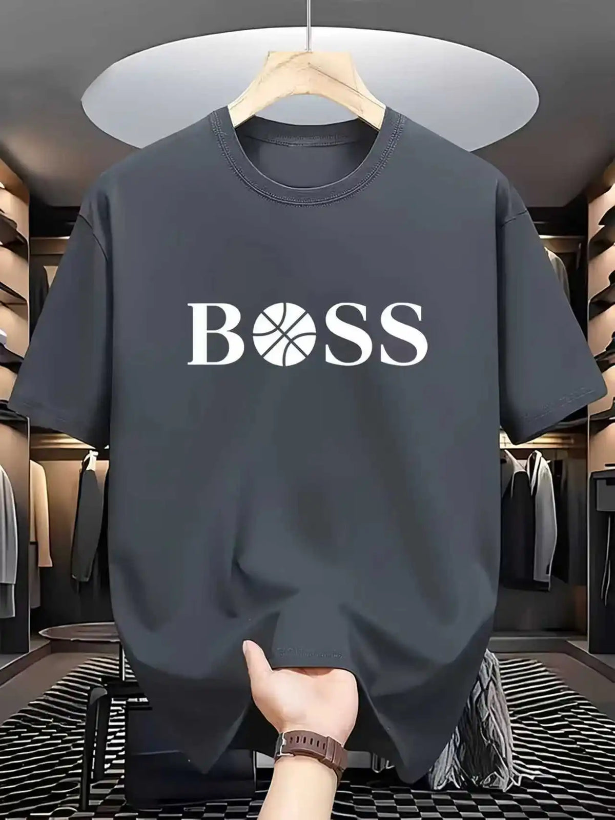 Men's summer fashion casual sports loose print round neck short sleeved T-shirt topBreathable Quick Drying