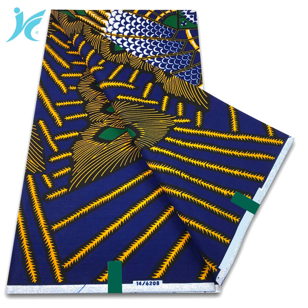 Ankara Wax Fabric 6 Yards High Quality African Wax Print Fabric 100% Cotton Soft Dutch Hollandais Fabric for Men&Women Dresses
