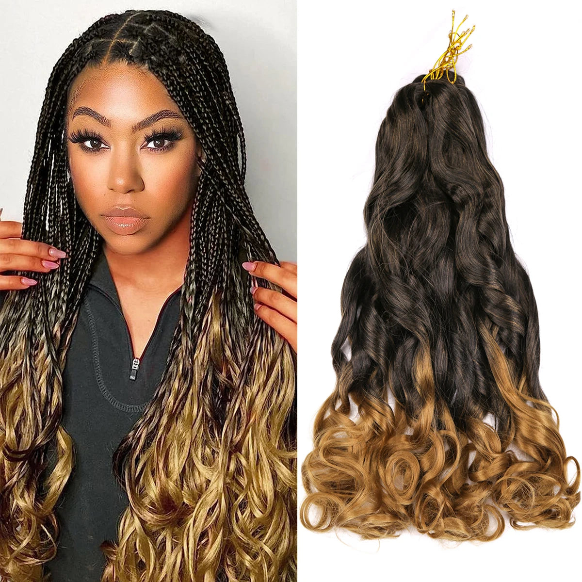 French Curls Braiding Hair Synthetic Hair Spiral Curls Braids Hair Pre Stretched Loose Wave Braiding Hair Extensions For Women
