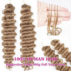 Honey Blonde Highlight Deep Wave Pre-Separated Human Crochet Hair Deep Curly Feather Crochet Braids Hair Extensions For Women