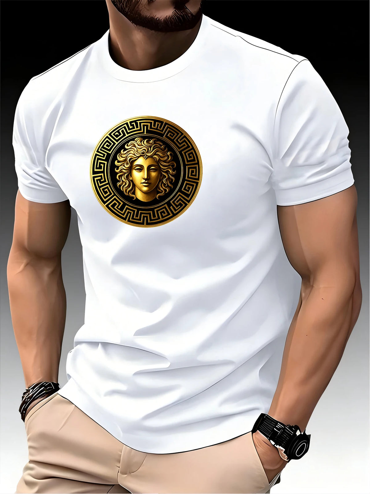 Round Neck Running Tshirt Men Thin Top Art Printing Quick Dry Short Sleeve Breathable Fitness Sports T-shirt Wear for all Season