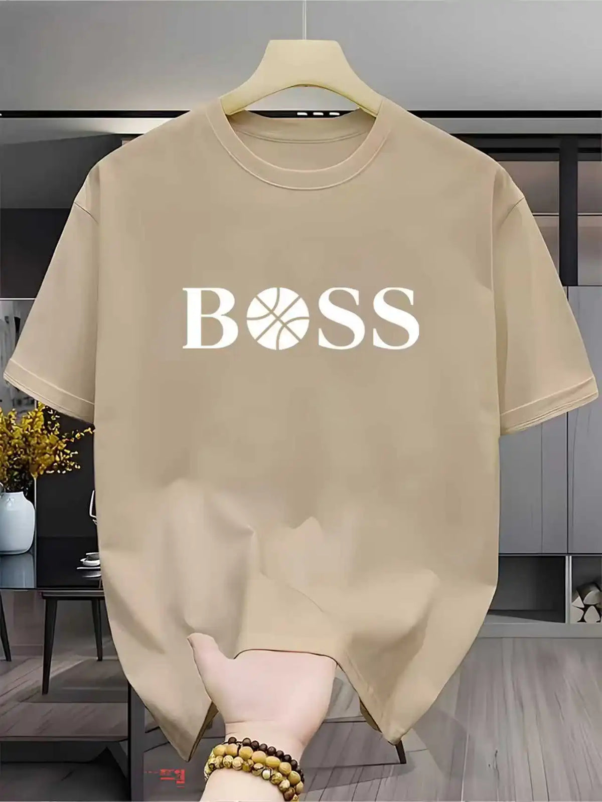 Men's summer fashion casual sports loose print round neck short sleeved T-shirt topBreathable Quick Drying