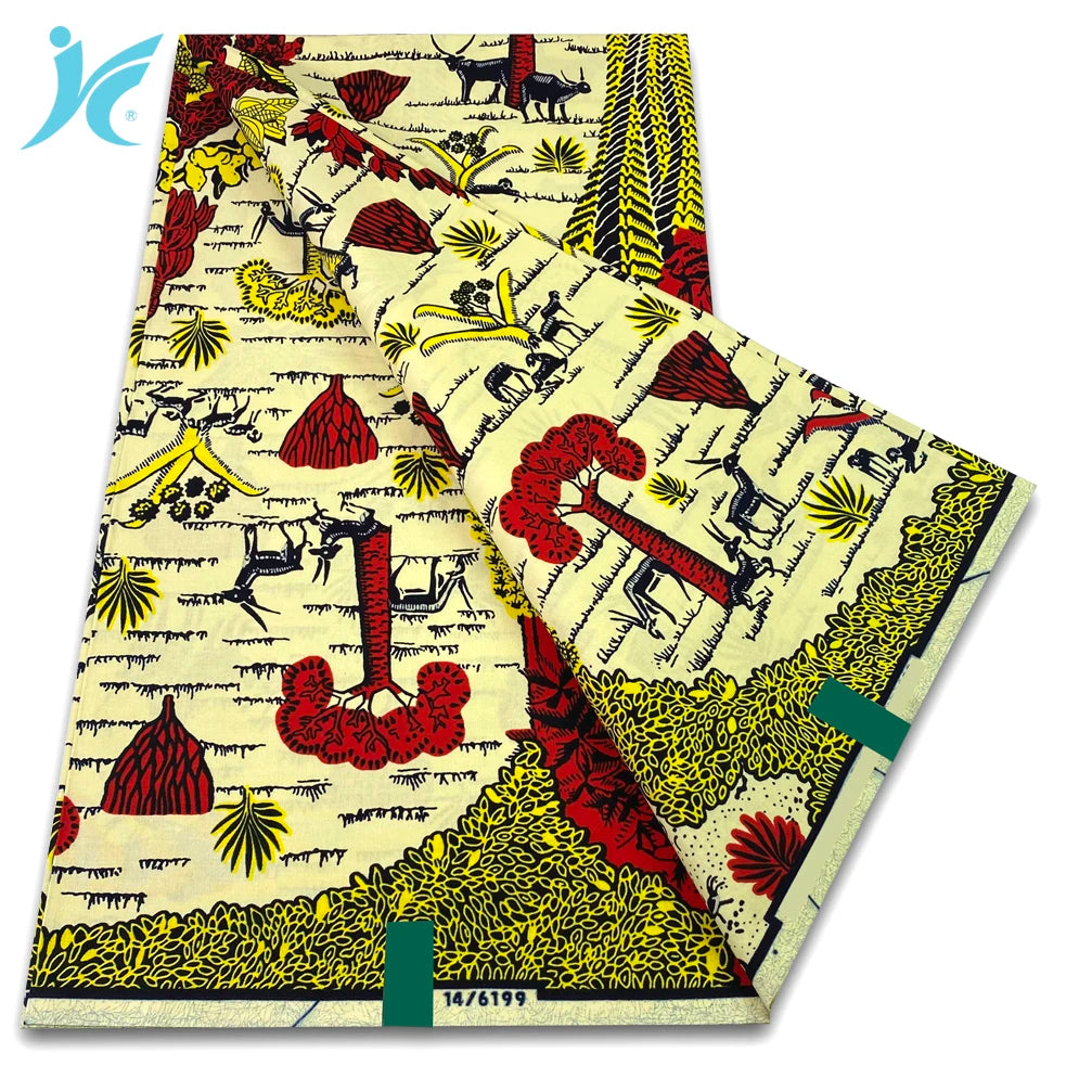 Ankara Wax Fabric 6 Yards High Quality African Wax Print Fabric 100% Cotton Soft Dutch Hollandais Fabric for Men&Women Dresses