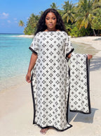 Muslim Dress Lady Party European Clothes American Clothing Abaya Dubai Maxi African Design Loose Print Robe Gowns