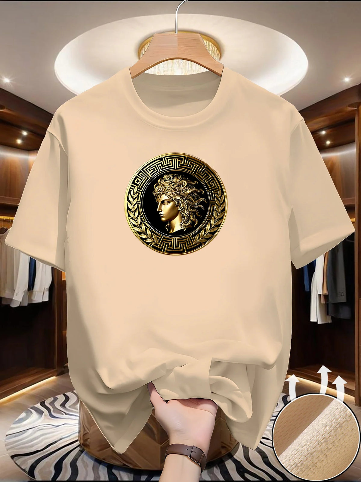 Men's Side face beauty print T-shirt Summer Outdoor Casual Sports Quick Drying Short Sleeve Top Europe Size Men Clothing for Son