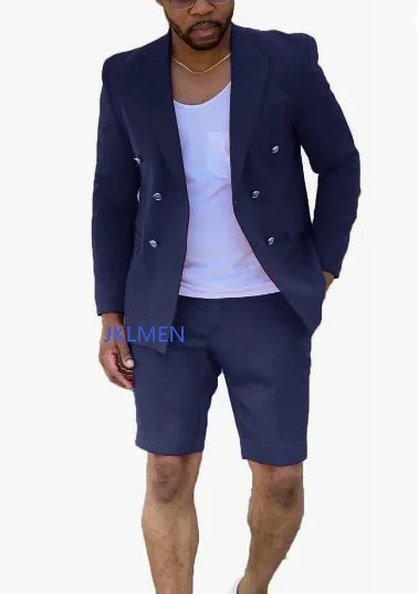 Men's Suits Summer Red Blazer Double Breasted Men With Short Pant Wedding Groom Prom Party Terno Masculino For Man Jacket