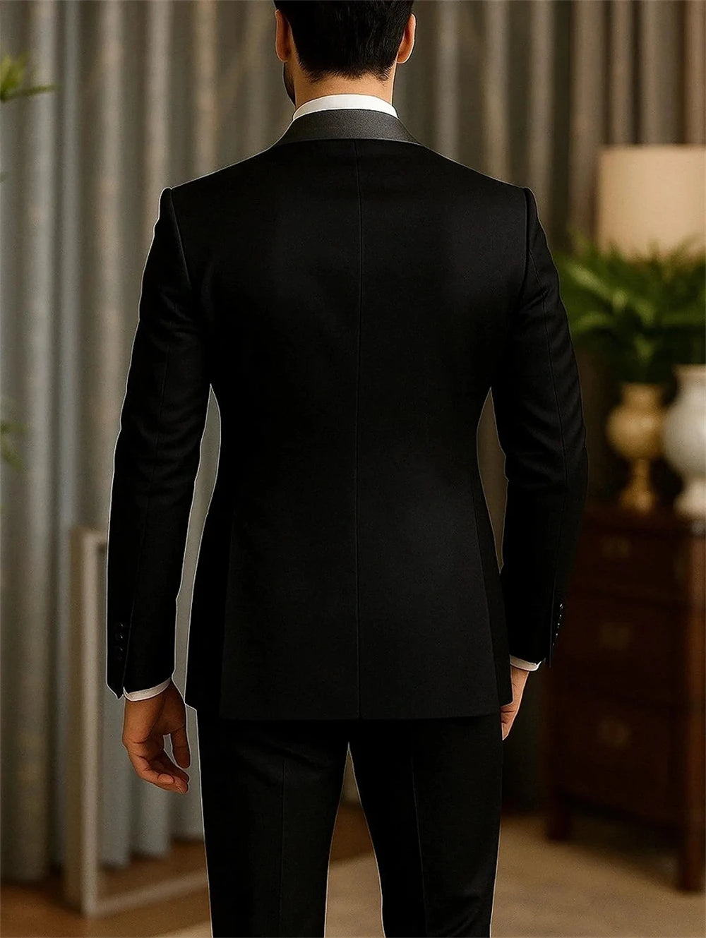 Men’s Wear Suit Black 3-Piece Suit Grey Lapel One Button Wedding & Party Blazer Set (Jacket+Vest+Pants) Tailor Made