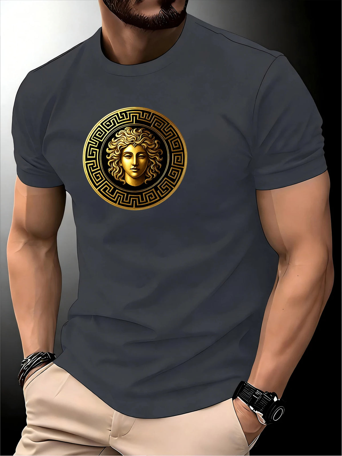 Round Neck Running Tshirt Men Thin Top Art Printing Quick Dry Short Sleeve Breathable Fitness Sports T-shirt Wear for all Season