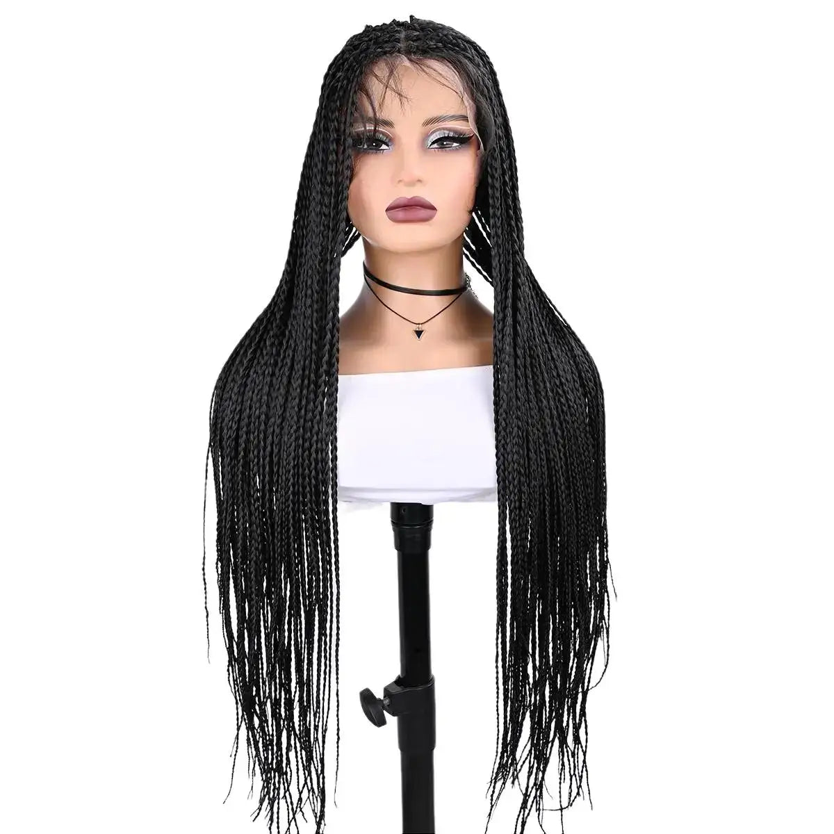 Synthetic Full Lace Wig Braided Wigs For Black Women Cornrow Box Wig Braid 36 Inches Braiding Hair Knotless Box Braids Wigs