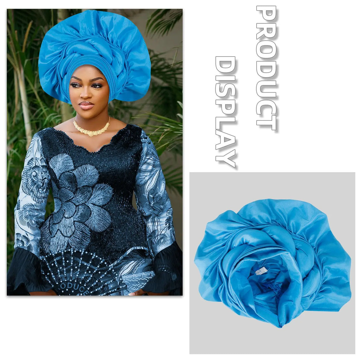 Exaggerated Fan-shaped Auto Gele Alrady Made Headtie for Women African Lady Headwraps Wedding Party Head Ties Female Turban Cap