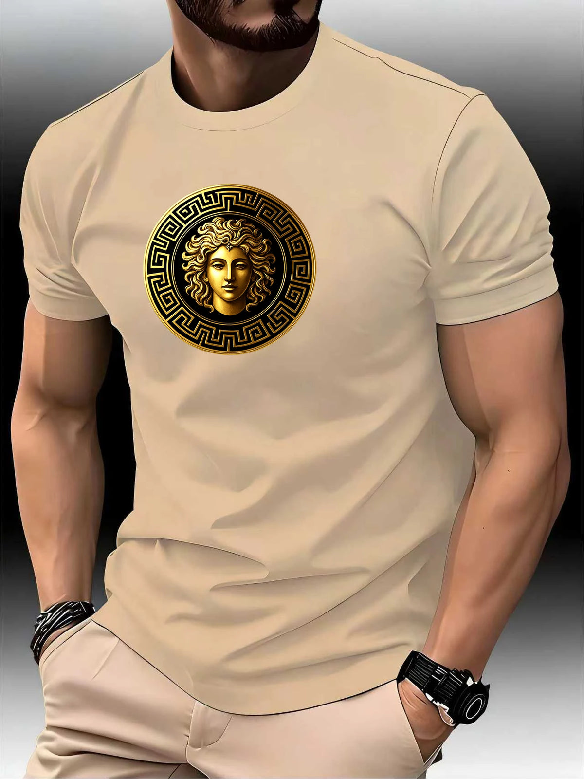 Round Neck Running Tshirt Men Thin Top Art Printing Quick Dry Short Sleeve Breathable Fitness Sports T-shirt Wear for all Season