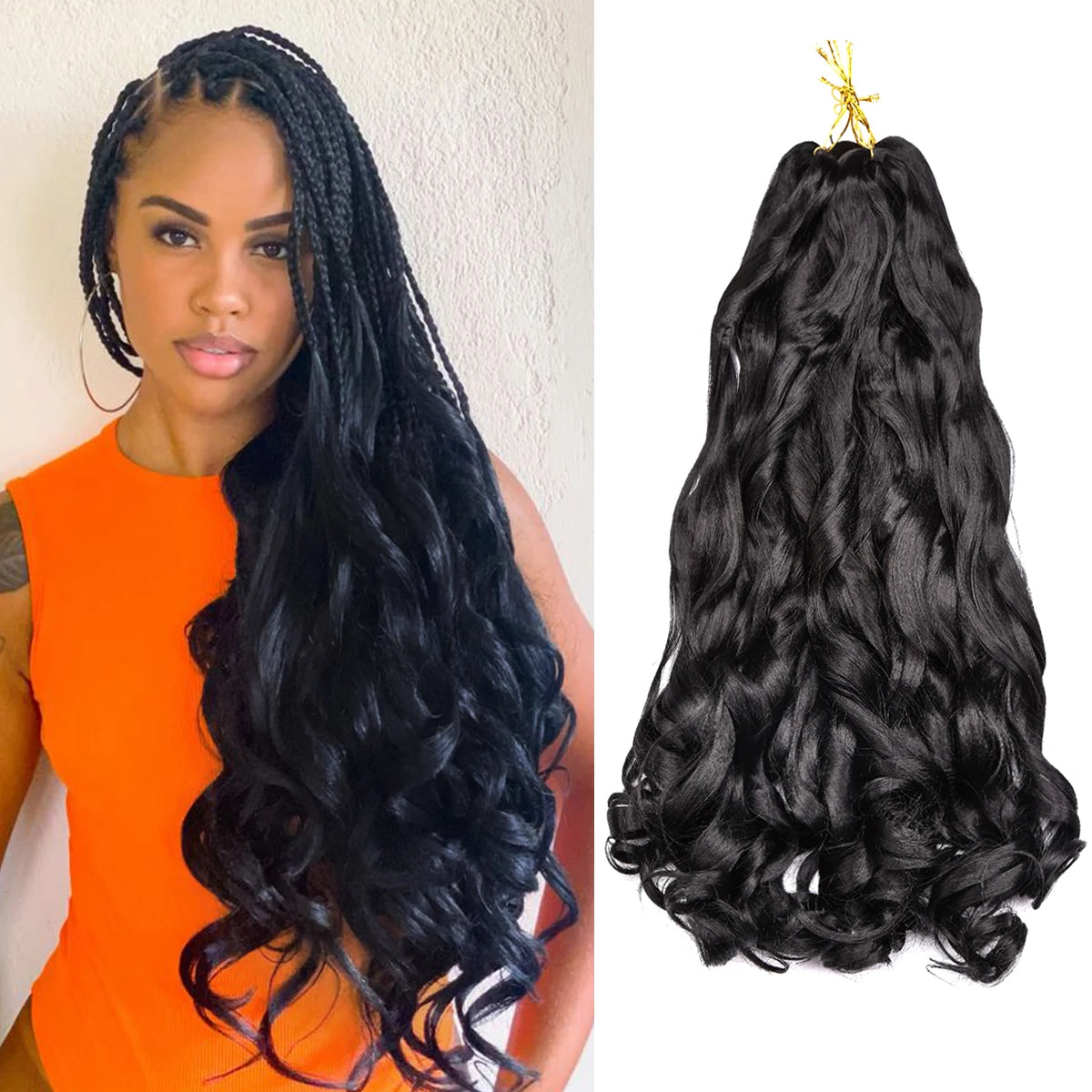 French Curls Braiding Hair Synthetic Hair Spiral Curls Braids Hair Pre Stretched Loose Wave Braiding Hair Extensions For Women
