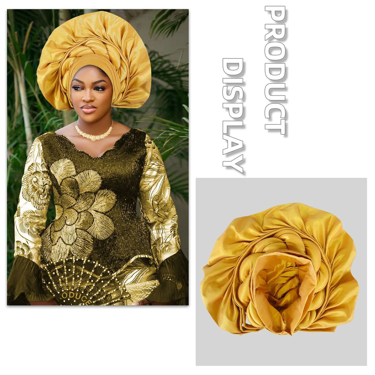 Exaggerated Fan-shaped Auto Gele Alrady Made Headtie for Women African Lady Headwraps Wedding Party Head Ties Female Turban Cap