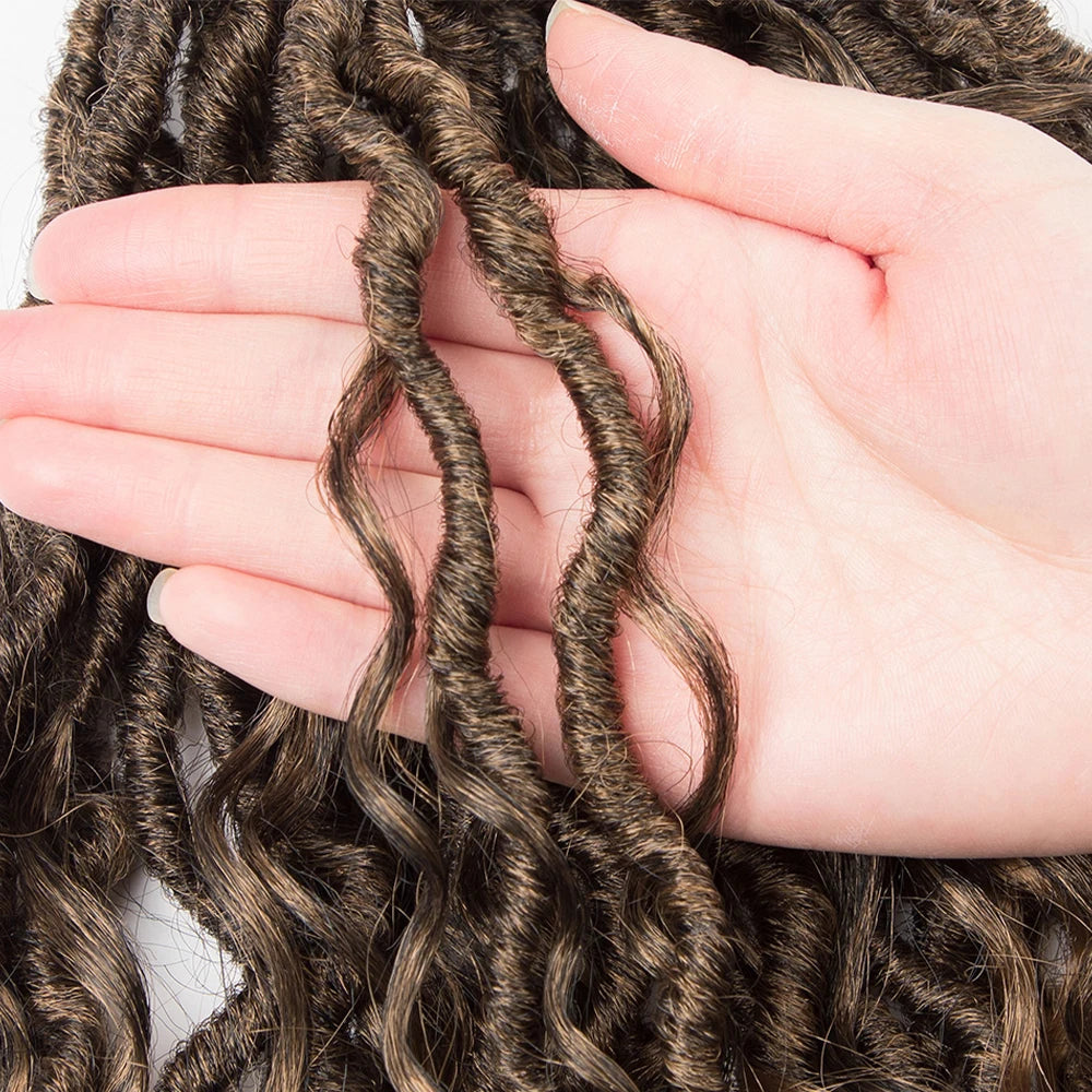 Synthetic Goddess Locs Crochet Hair Braids Curly Faux Locs Braiding Hair Extensions Wig For Women Black Hippie Boho Style