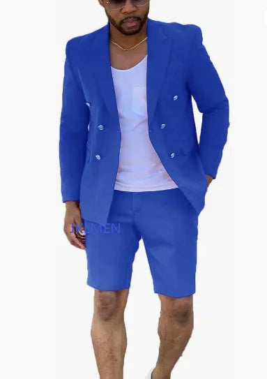 Men's Suits Summer Red Blazer Double Breasted Men With Short Pant Wedding Groom Prom Party Terno Masculino For Man Jacket