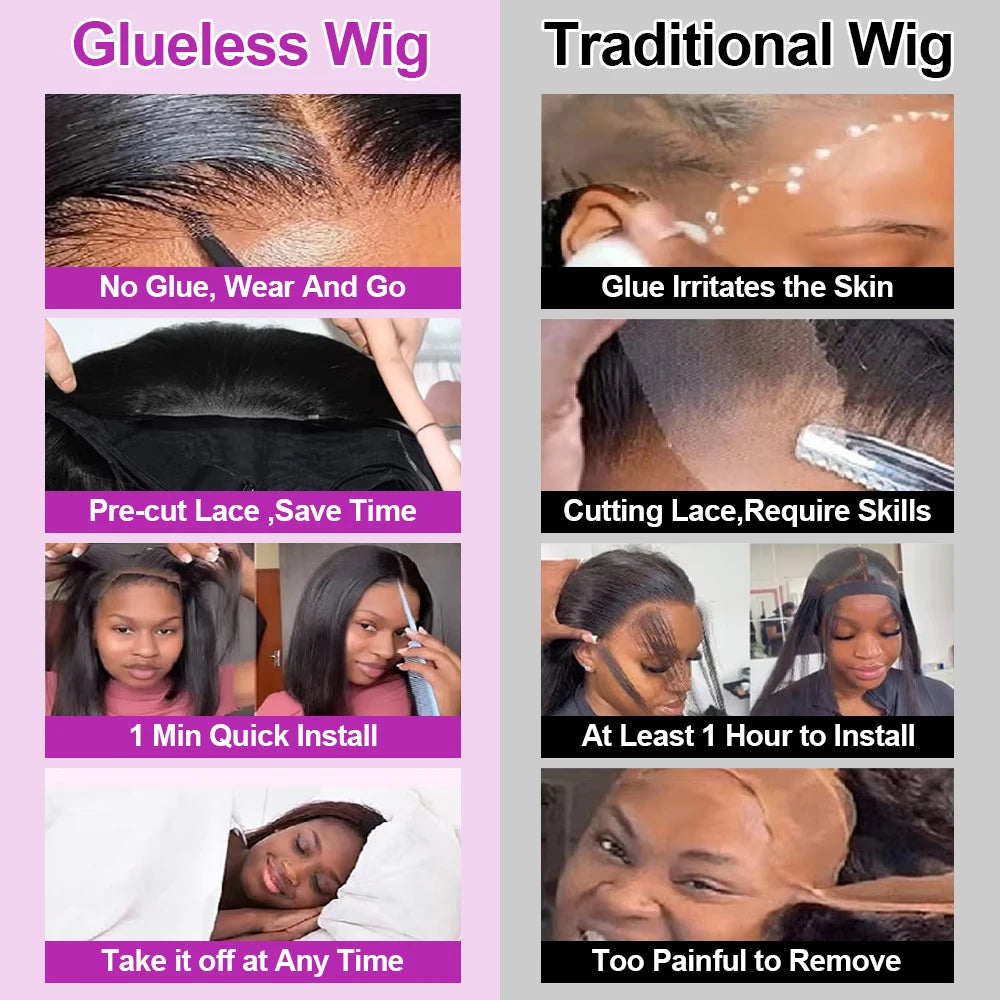 250% Density Straight Short Bob Wig 13x4 13x6 HD Lace Front Brazilian Remy Human Hair Glueless Ready to Wear Pre Plucked For Black Women