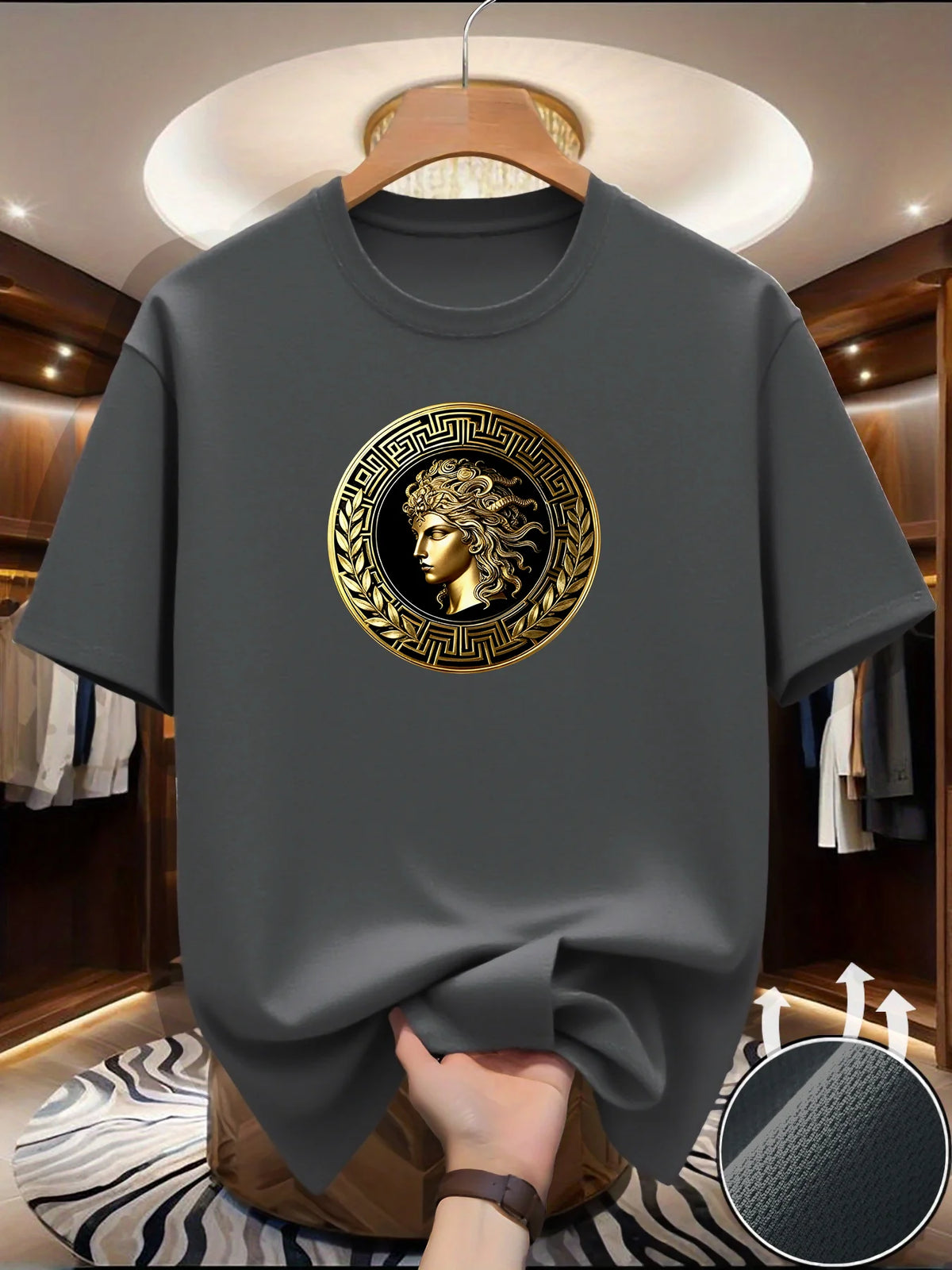 Men's Side face beauty print T-shirt Summer Outdoor Casual Sports Quick Drying Short Sleeve Top Europe Size Men Clothing for Son