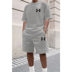 2026 Men's Sporty Suit Set, Including Short Shirt and Sports Shorts, Two Casual Suits