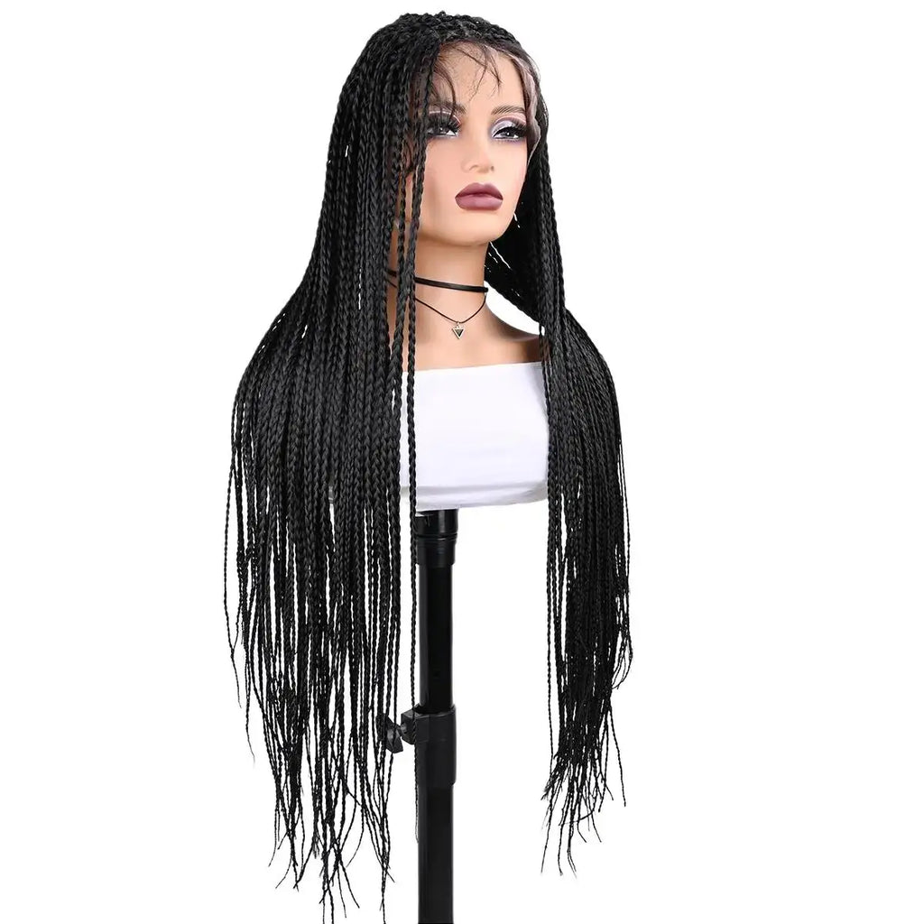 Synthetic Full Lace Wig Braided Wigs For Black Women Cornrow Box Wig Braid 36 Inches Braiding Hair Knotless Box Braids Wigs