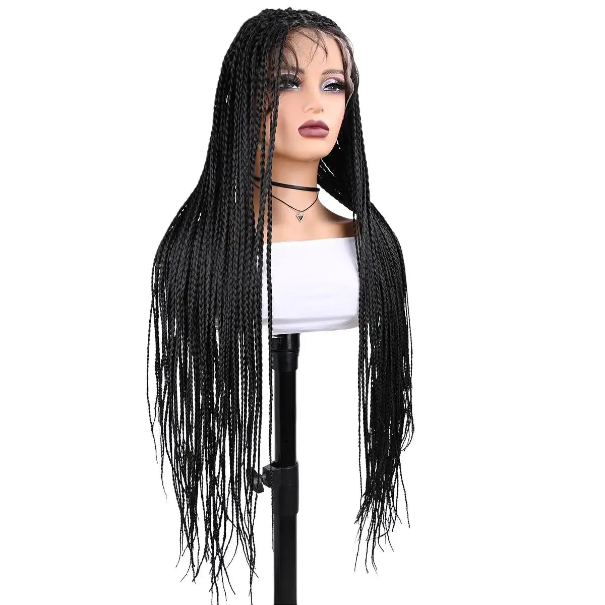 Synthetic Full Lace Wig Braided Wigs For Black Women Cornrow Box Wig Braid 36 Inches Braiding Hair Knotless Box Braids Wigs