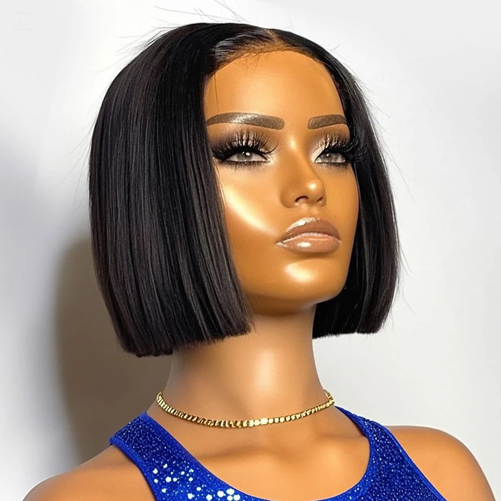 250% Density Straight Short Bob Wig 13x4 13x6 HD Lace Front Brazilian Remy Human Hair Glueless Ready to Wear Pre Plucked For Black Women