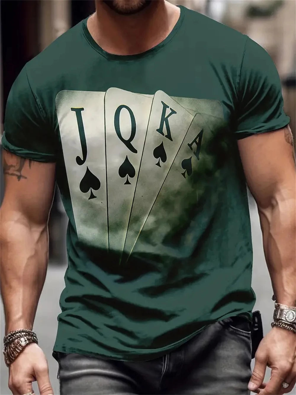 T Shirt for Man Men's Black and Golden Casual T-shirt Printed with "King" Crown + Arm Pattern Clothing Light Luxury Personality