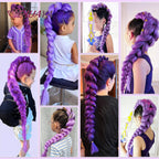 Synthetic Long Braided Purple Hair Ponytail Extensions Rumi Hairstyle Claw Clip Hair Wig for Women or Kids Costume for Chritmas