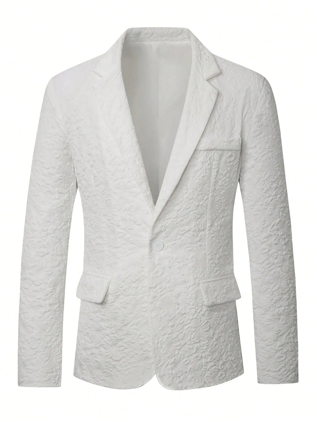 Men's White Business Suits For Casual Party Elegant Jacquard Suits Top High Quality Solid Clothes Basic Pocket Jacket