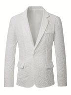 Men's White Business Suits For Casual Party Elegant Jacquard Suits Top High Quality Solid Clothes Basic Pocket Jacket