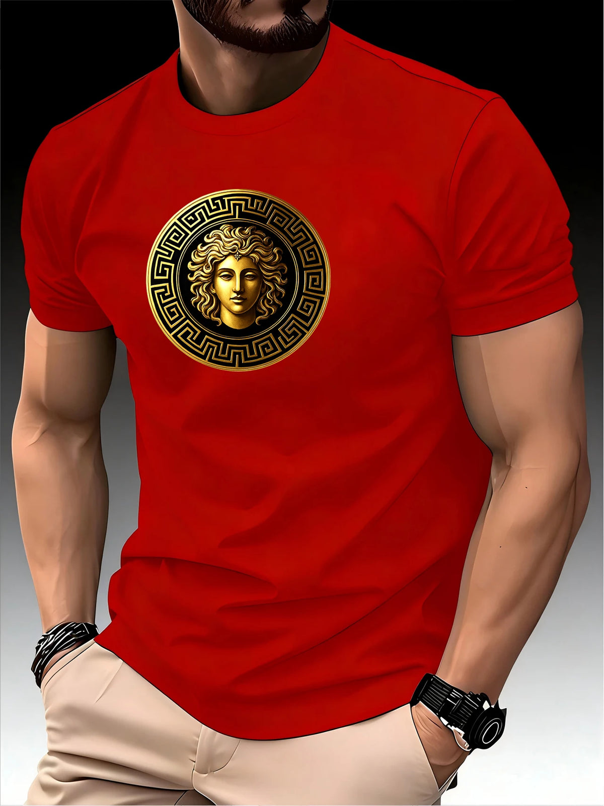 Round Neck Running Tshirt Men Thin Top Art Printing Quick Dry Short Sleeve Breathable Fitness Sports T-shirt Wear for all Season