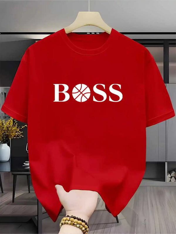 Men's summer fashion casual sports loose print round neck short sleeved T-shirt topBreathable Quick Drying