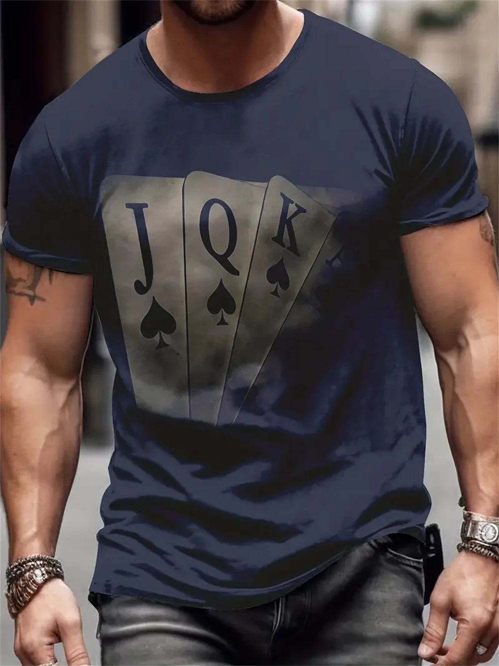 T Shirt for Man Men's Black and Golden Casual T-shirt Printed with "King" Crown + Arm Pattern Clothing Light Luxury Personality