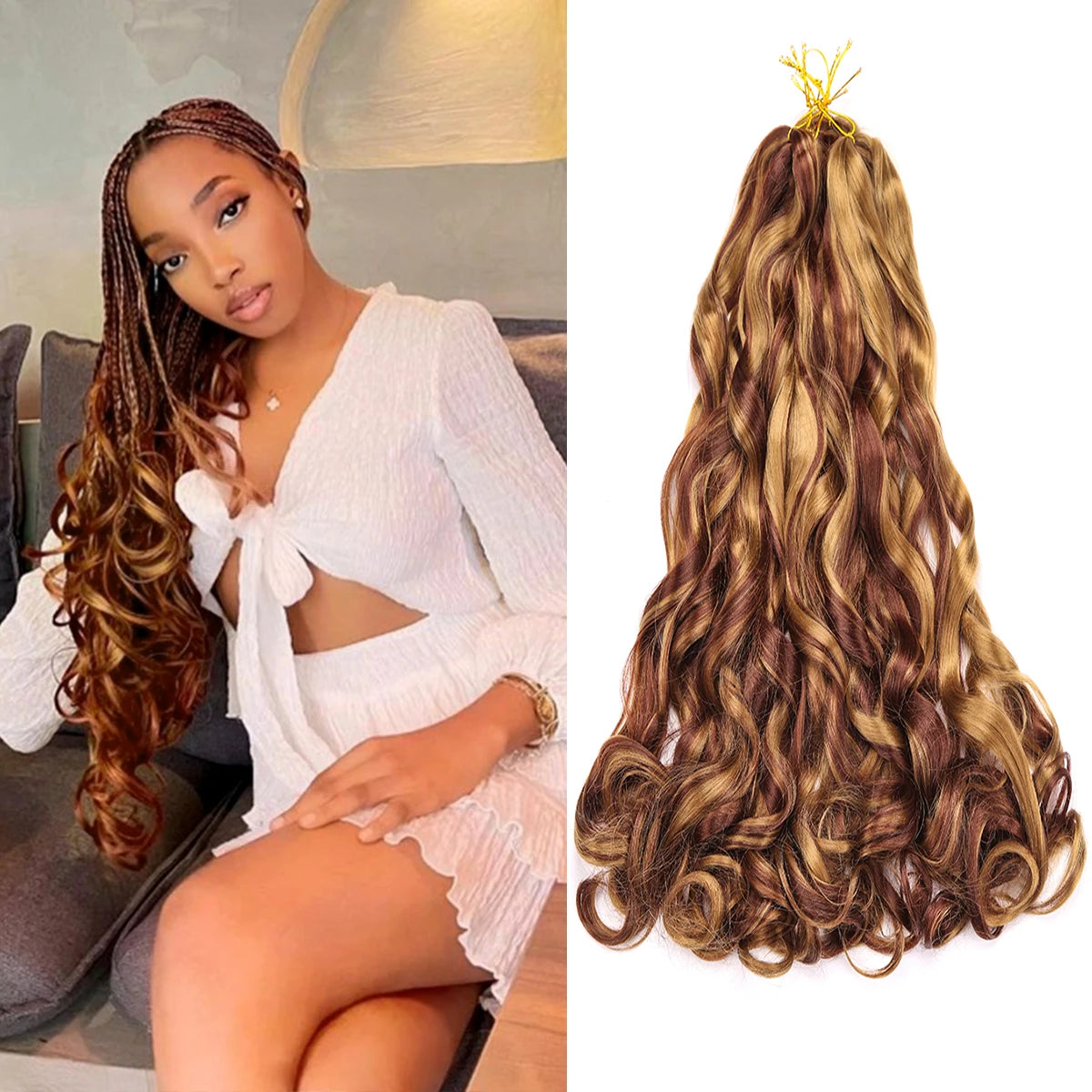 French Curls Braiding Hair Synthetic Hair Spiral Curls Braids Hair Pre Stretched Loose Wave Braiding Hair Extensions For Women